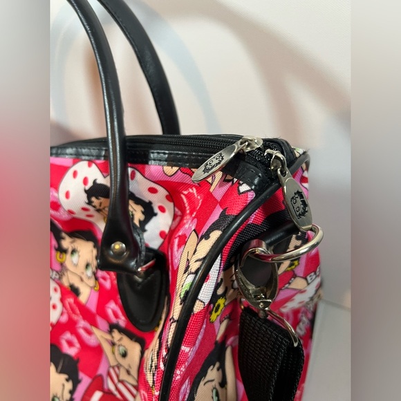 Betty Boop Duffle Bag Women Shoulder Canvas Travel Overnight Kisses Lips - Picture 5 of 16